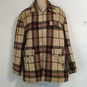 Vtg Mcm Wool Woolrich Plaid Barn Field Lined Jacket Coat 40